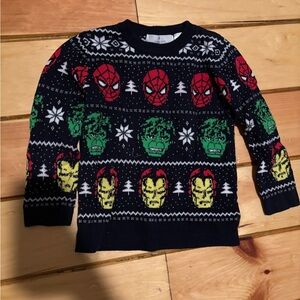 H&M Navy and Red Graphic Sweater